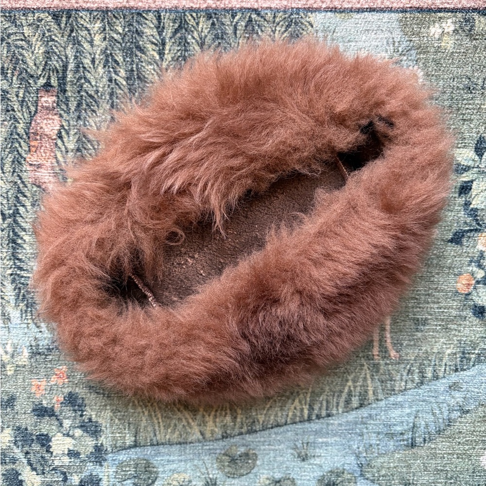 Vintage Shearling Lamb Fur Cossack Hat Brown 1960s Russian Style Round Pillbox